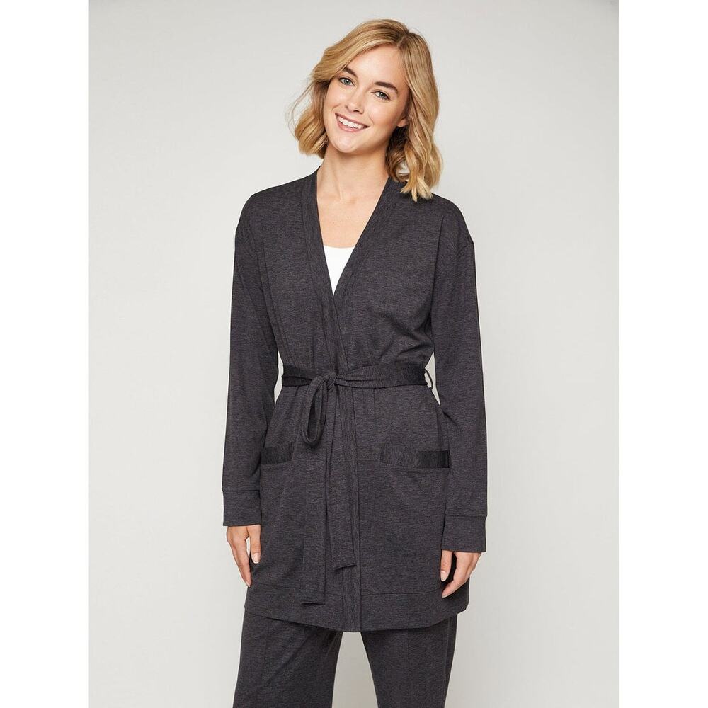 Fourlaps Stratus Wrap Robe in Black Heather Size Medium NWT